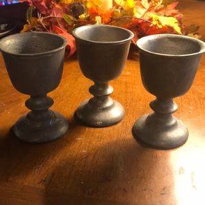 Three pewter goblets